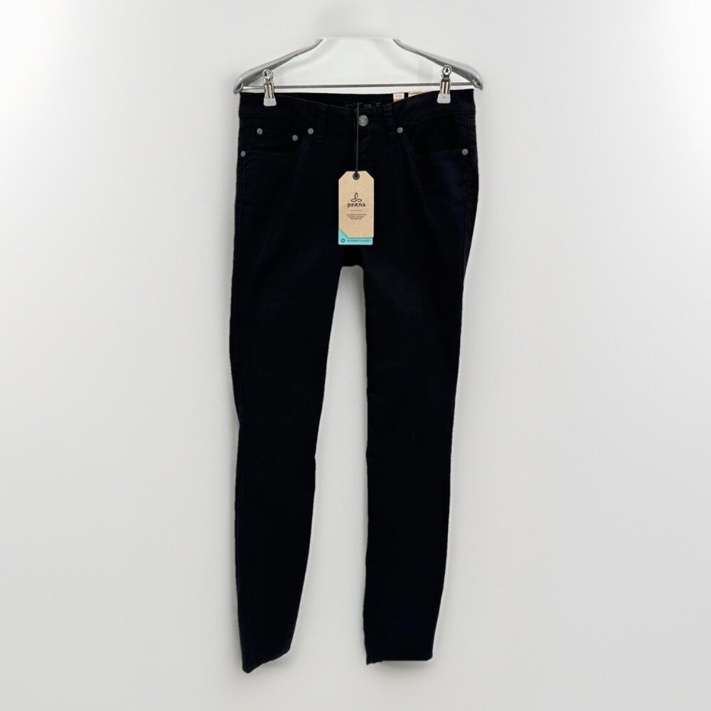 Prana Women's Kayla Jeans in Black Out size 0 Regular Skinny Leg Organic Cotton
